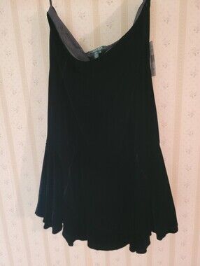 NWT Lauren Ralph Lauren Black Velvet Flounce Midi Skirt Size 16